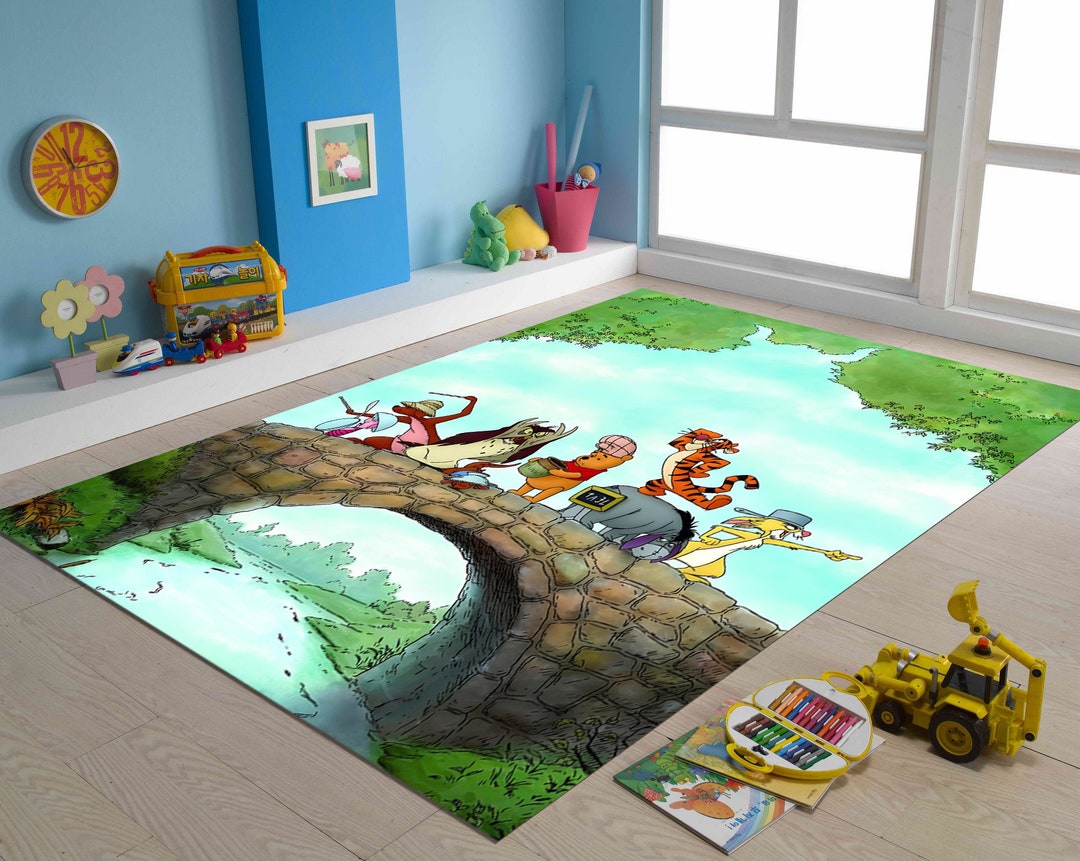 Winnie the Pooh Rug: Kids Room Decor, Cotton Nursery Carpet - Etsy