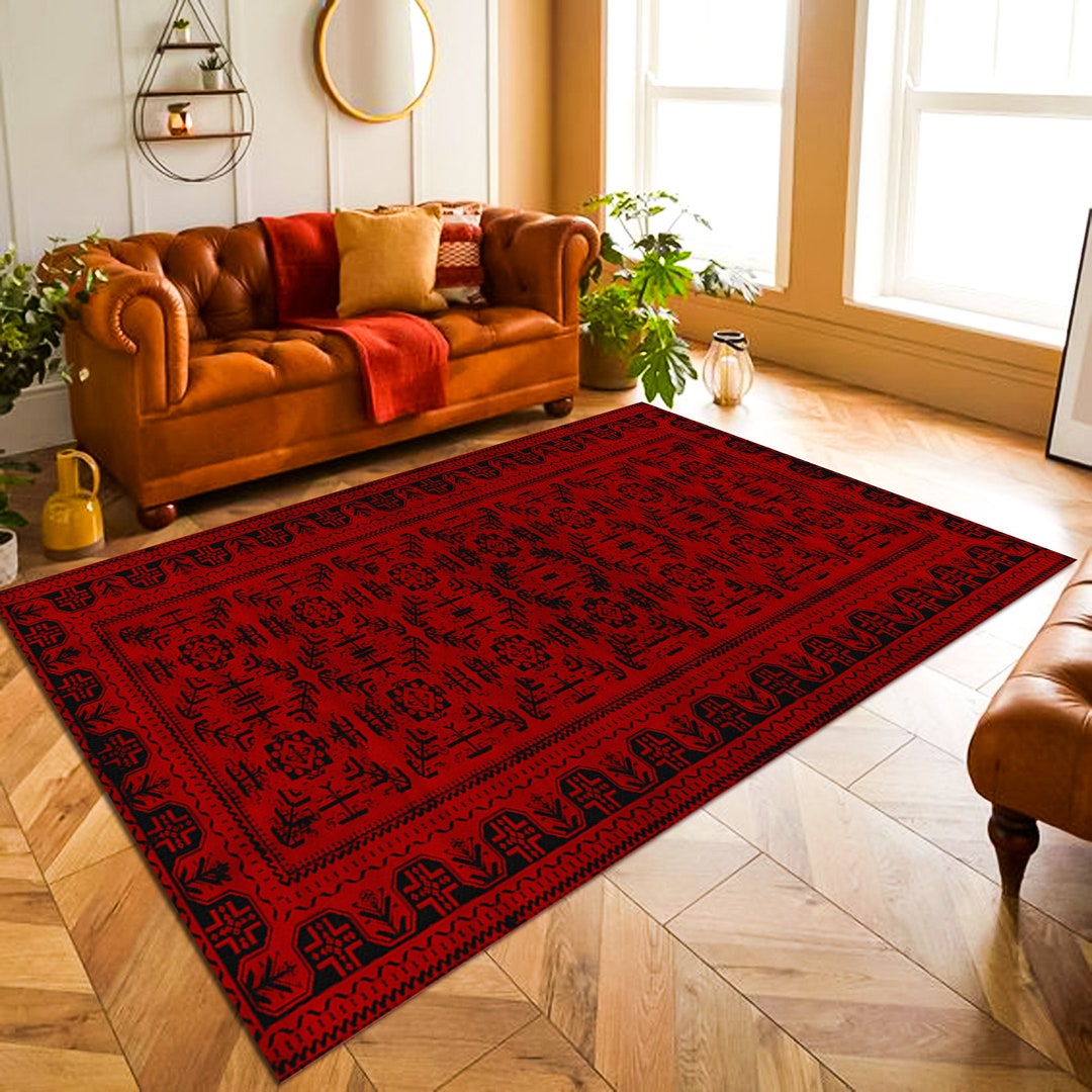 Red Afghan Rug,ethnic Design Carpet,area Rug,pinterest Style,antique ...