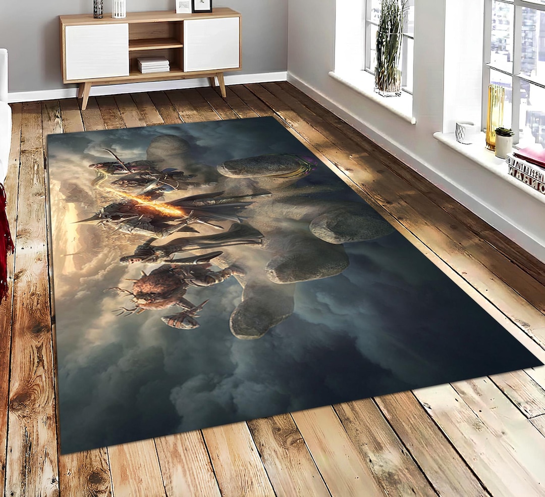 Epic Rug Lord of Rings Rug, Epic Battle Scene Carpet, Giant Hand Fantasy Area ...