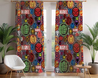 Super Hero Curtains, Kids Room Curtains, Play Room Drapes,Gamer Room Curtain, Nursery home Decor