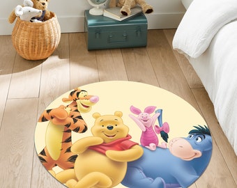 Winnie the Pooh Rug, Kids Room Decor, Nursery Rug, Round Carpet