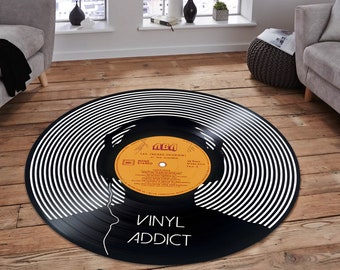Personalized Vinyl Record Rug: Music Room Decor, Custom Round Area Rug