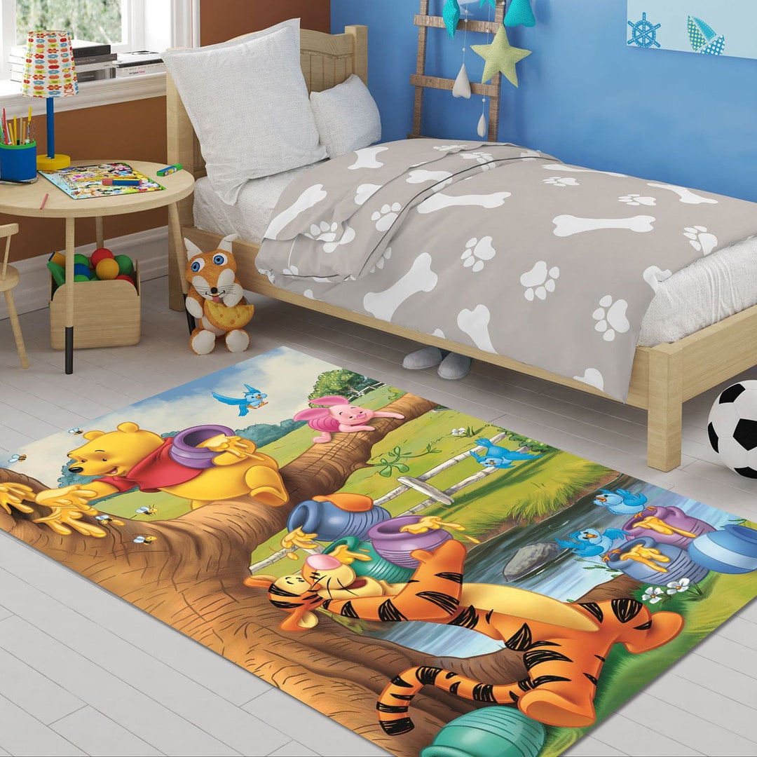 Winnie the Pooh Rug: Kids Room Decor, Non-slip Cotton Base - Etsy