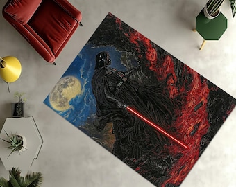 Tapete Star Wars, Decoração Cinematográfica do Lado Sombrio de Star Wars, Tapete Épico de Ficção Científica com Lava para Sala de Jogos, Tapete Darth Vader Antiderrapante Personalizado