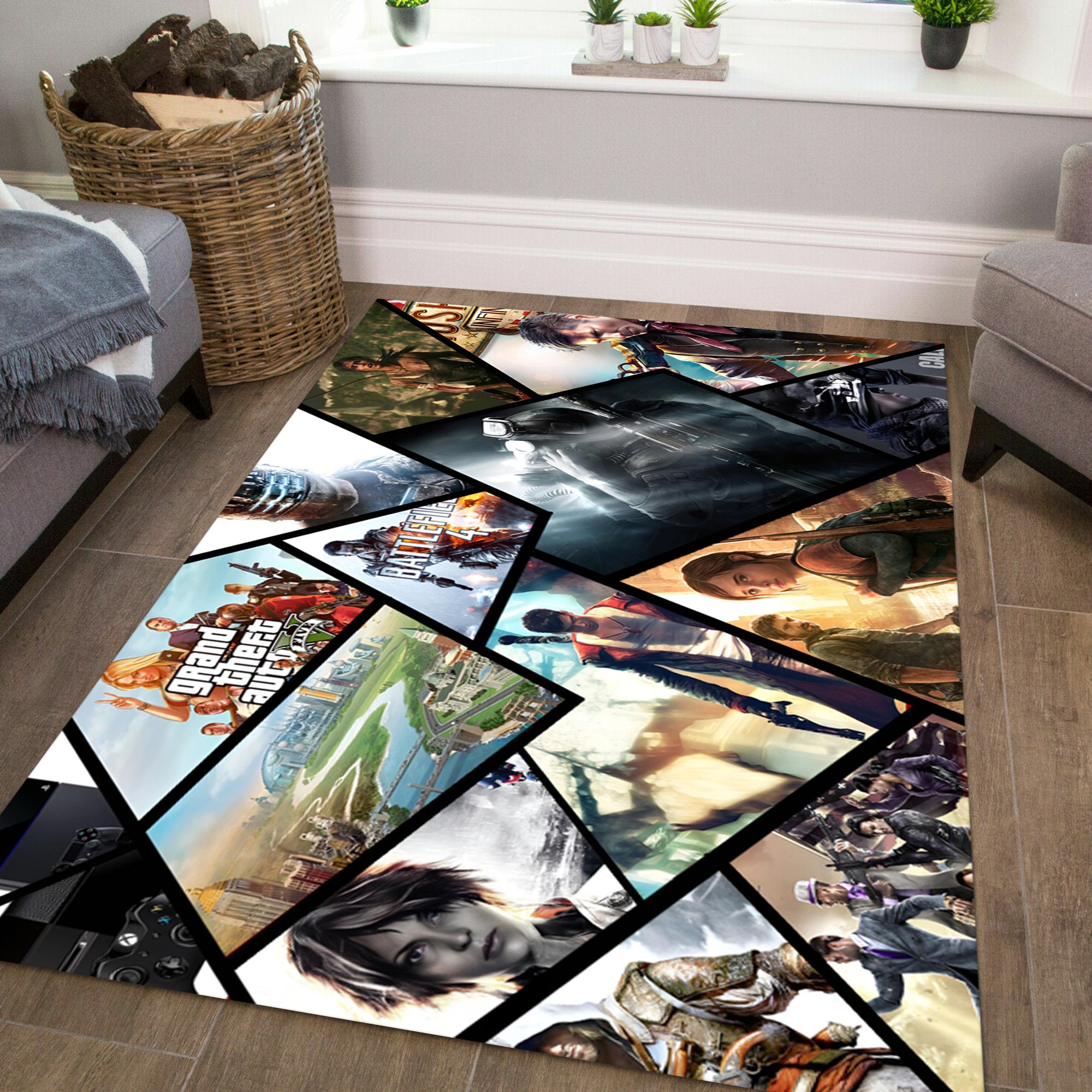 Game Boared Rugs Game Cover Art Rug: Modern Gamer Room Decor, Popular Games Collage - Etsy