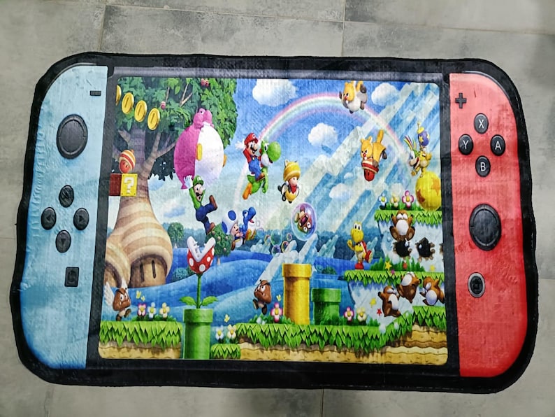 Nintendo Are Rugs Consol Themed Area Rug,gameroom Gamer Decor Carpet,custom Kidsroom Rug ...