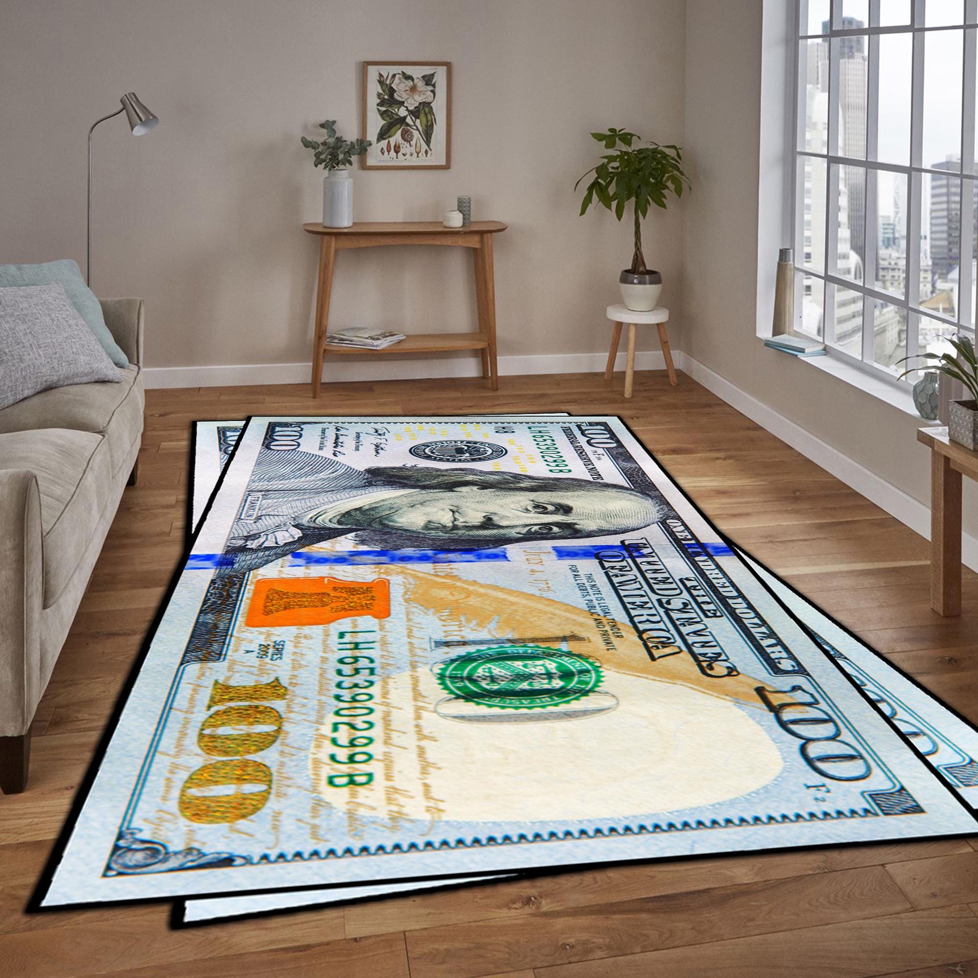 100 Dollar Bill Area Rug: Non-slip Money Rug, Ben Franklin Theme, - Etsy