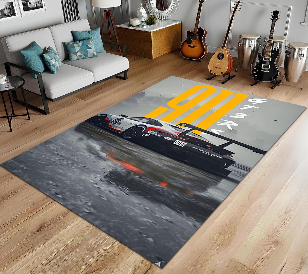 Supercar Racing Gamer Room Rug, Play Room Rug. Hypercar Speed Theme Rug ...