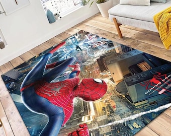 Spiderman Kids Room Rug, Non Slip Avenger Floor Rug