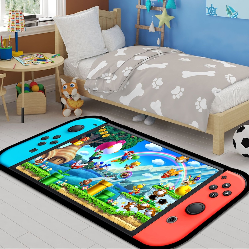Nintendo Are Rugs Consol Themed Area Rug,gameroom Gamer Decor Carpet,custom Kidsroom Rug ...
