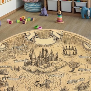 Kaarttapijt, tapijt tapijt, tapijt uit de populaire film, kinderkamertapijt, magisch tapijt, kinderkamertapijt, speelkleed voor kinderen, vloerkleed, modern tapijt, rond tapijt, heksenkleed