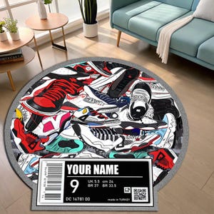 Sneakers Decor Rug, Sneaker Art, Custom Sneakers Rug, Sneakers Shoes Rug, Personalized Rug, Street Cool Rug,  Fashion Street Rug, Name Rugs.