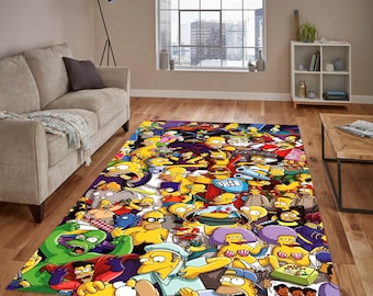 The Simpsons Rug, Cartoon Character Collage Floor Mat, Funny Home Decor