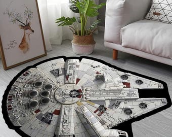 Millennium Falcon Rug: Star Wars Ships, Decoupe Home Decor Carpet,