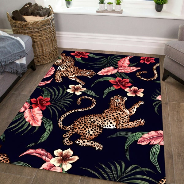 Tiger Rug,Japanese Culture,Tiger in Flovers,Livingroom rug, Saloon Rug,Modern Rug, Bedroom Rug, Floral Pattern ,Office Decor,Decorative Rug