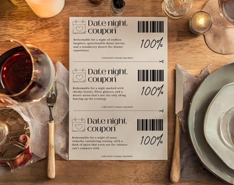 Date night coupon EDITABLE | Date night coupon | Date night invitation | Dinner coupon for your partner | Gifts for him | Gifts for her