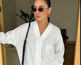 Linen Shirt and Pant. Linen Top and Linen palazzo pants. Linen Two Piece Set. Wide leg linen trousers, Gifts for Her. Linen clothing