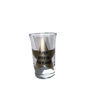 Y2K Gold Star Schnapsglas, lustiges trendiges Schnapsglas, süßes Girls Night Party Favor, Flyest Bitch Geschenk, Retro Barware, Bachelorette Spaß