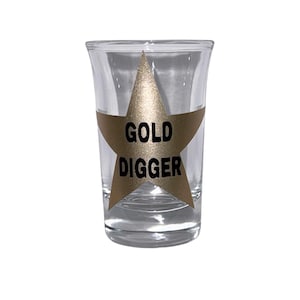 Y2K Gold Star Schnapsglas, lustiges trendiges Schnapsglas, süßes Girls Night Party Favor, Fattest Ass Award Geschenk, Retro Barware, Bachelorette Fun