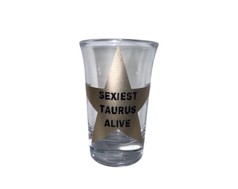 Zodiac Gift, Y2K Gold Star Shot Glass, Funny Trendy Shot Glass, Cute Girls Night Party Favor, Custom Zodiac Birthday Gift, Superlative