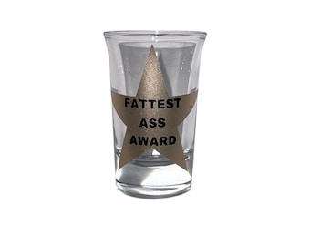 Y2K Gold Star Shot Glass, Funny Trendy Shot Glass, Cute Girls Night Party Favor, Fattest Ass Award Gift, Retro Barware, Bachelorette Fun