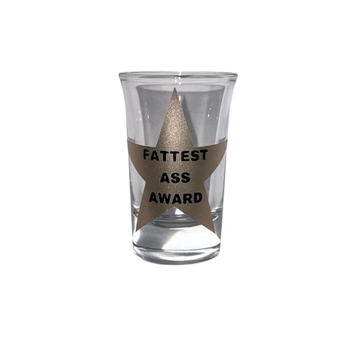 Y2K Gold Star Shot Glass, Funny Trendy Shot Glass, Cute Girls Night Party Favor, Fattest Ass Award Gift, Retro Barware, Bachelorette Fun