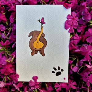 Grußkarte Aquarell Hundemotiv/Handgemacht/Dackel/Klappkarte/Geschenkkarte/Geburtstagskarte