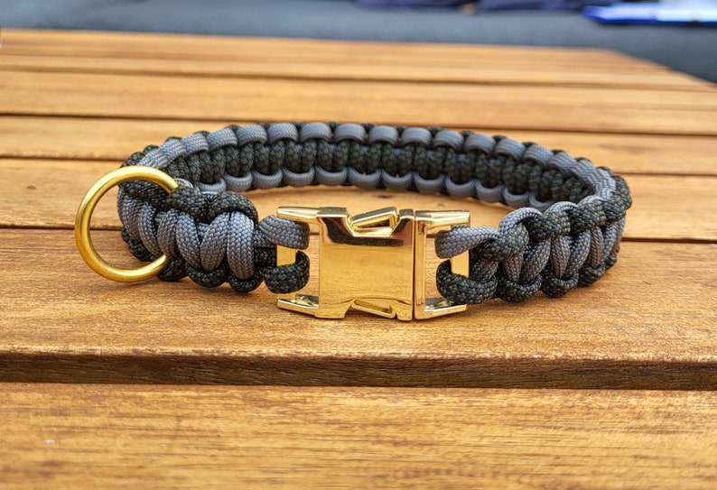 Individuell geflochtenes Paracord Hundehalsband/mit Klickverschluss/Halsband/Hund/Gold/verschiedene Farben/zweifarbig/personalisiert Bild 4