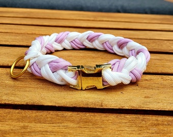 Individuell geflochtenes Paracord Hundehalsband/mit Klickverschluss/Halsband/Hund/Gold/verschiedene Farben/zweifarbig/personalisiert