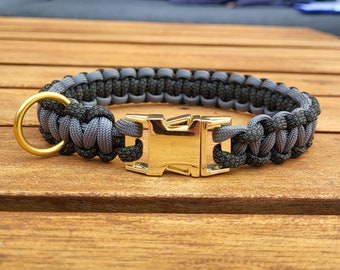 Individuell geflochtenes Paracord Hundehalsband/mit Klickverschluss/Halsband/Hund/Gold/verschiedene Farben/zweifarbig/personalisiert