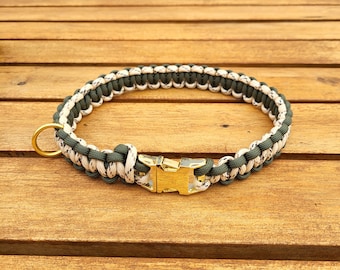 Individuell geflochtenes Paracord Hundehalsband/mit Klickverschluss/Halsband/Hund/Gold/verschiedene Farben/zweifarbig/personalisiert