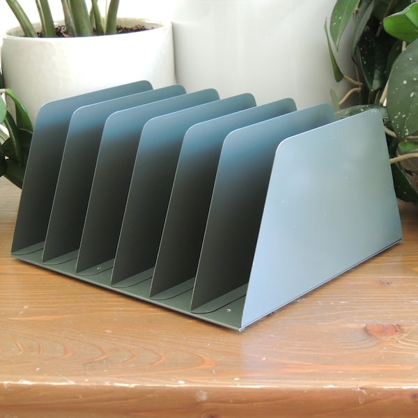Vintage Mid Century Metal Industrial Paper File Desk Organizer, made in Canada, great condition
