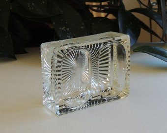 Vintage 1950's Clear Pressed Glass Double Inkwell, as new