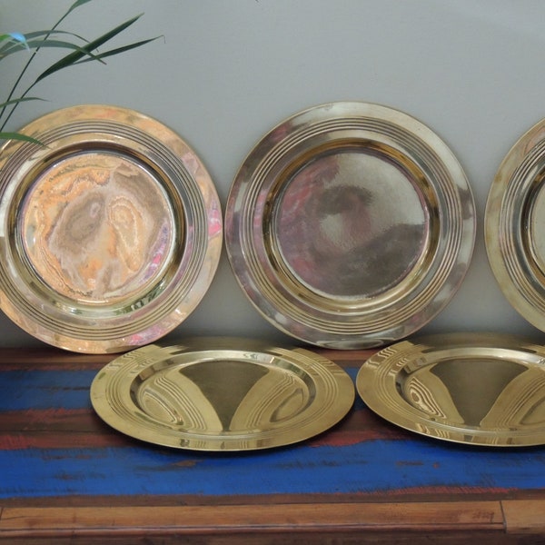 Vintage R.H. Macy & Co. Brass Charger Plates X 6, excellent condition