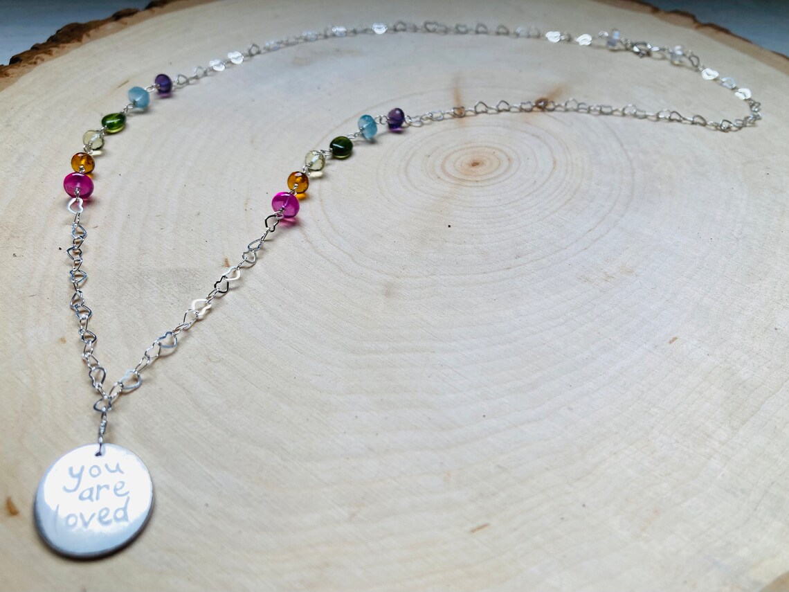 Large 'Love' Rainbow Necklace