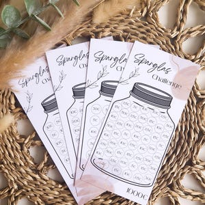 Sparglas Challenge | beige | A6 | Geld sparen