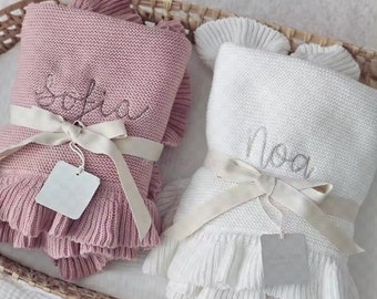 Couverture personnalisée pour bébé, couverture pour poussette avec prénom brodé, cadeau personnalisé pour bébé, cadeau nouveau-né, cadeau de shower de bébé à broder