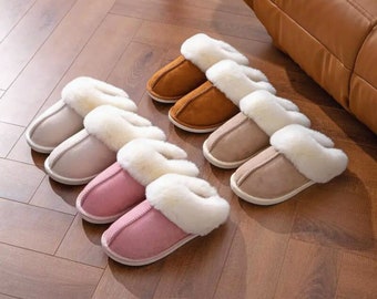 Slip-on Scuff Slippers For Women, Fuzzy Cozy Indoor Outdoor Memory Foam with Anti Slip Sole gift for mom