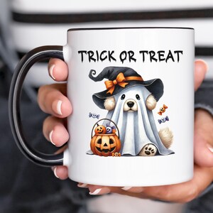Trick or Treat, Halloween Dog, Fun Halloween Mug, Ghost Mug, Halloween Decor, Halloween Dress-up, Halloween Gift, All Hallows&#39; Eve,