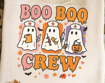 Boo Boo Crew Png,Retro Nurse Png,Ghost Nurse Png,Nurse Shirt Sublimation,Cute Ghost, Halloween Nurse Png, Halloween Png,Nurse Halloween Png