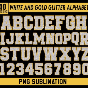 Gold Glitter Letters And Numbers Png Bundle, Gold glitter alphabet, Varsity Letters A - Z for Sublimation Designs, Game Day Shirts png
