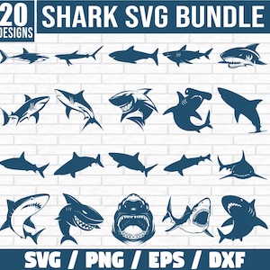 Shark Svg Bundle, Shark Fish Svg, Shark Design Svg, Animal Svg, Baby Shark Svg, Hammerhead Shark Svg, Great White Shark Svg, Png, Cut Files