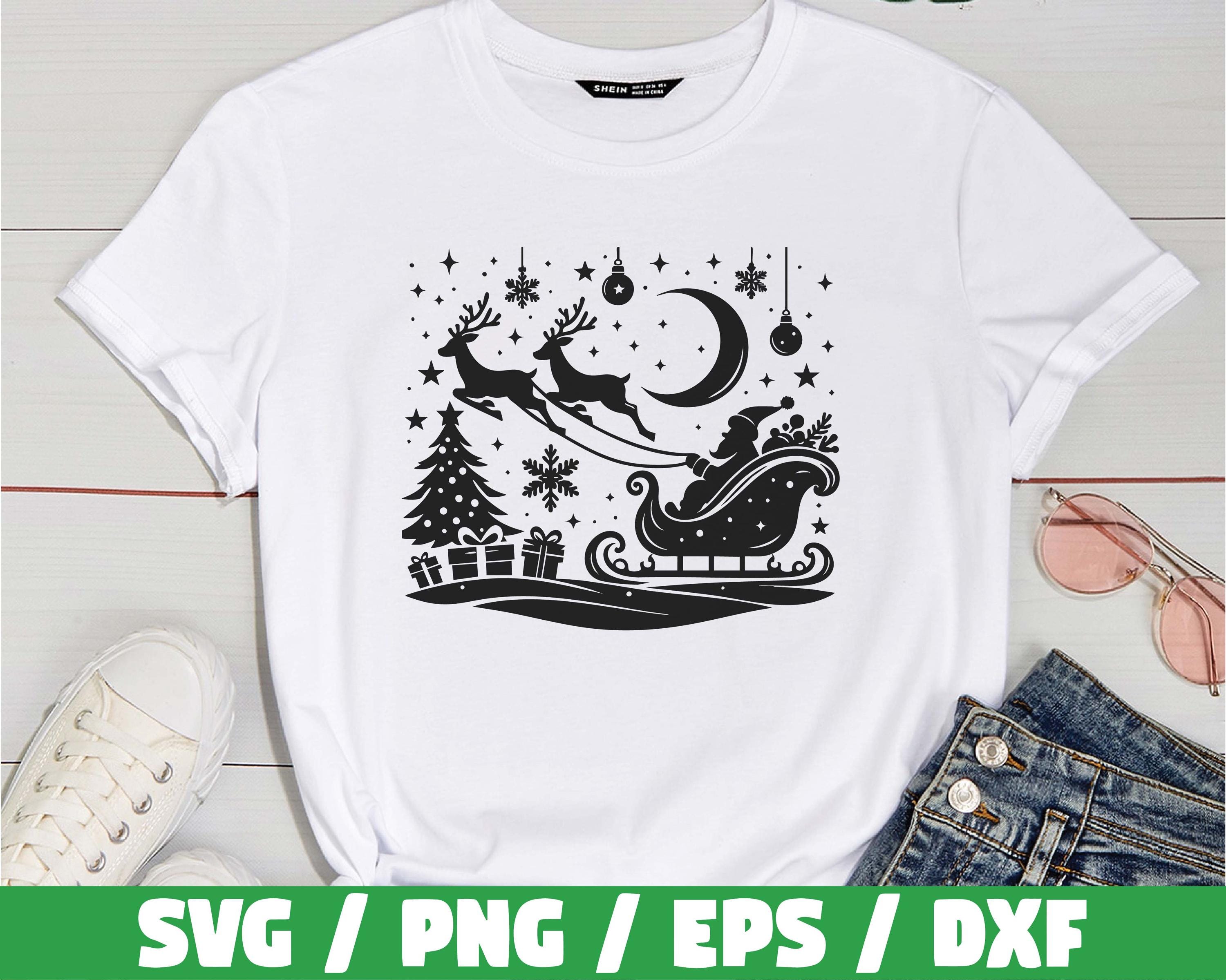 Santa Sleigh and Reindeer Silhouette / Santa Sleigh Svg File ...