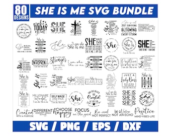 She is me SVG Bundle, Woman affirmation SVG, Postive Quotes SVG, Motivational Svg, She is Strong Svg, I am She She is Me Svg, Strong Woman