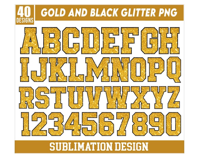Gold Glitter Letters and Numbers, Gold Glitter Alphabet, Gold Glitter ...