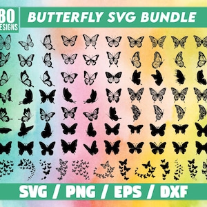 Lot de papillons SVG, Svg de papillons volants, SVG de papillons en couches, papillon monarque, dessins uniques papillon SVG, clipart papillon