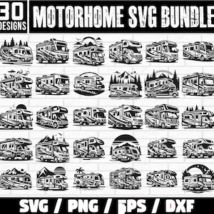 Paquete SVG de autocaravana, paquete Camper svg, camping svg, remolque svg, verano svg, RV svg, caravana SVG, camping svg