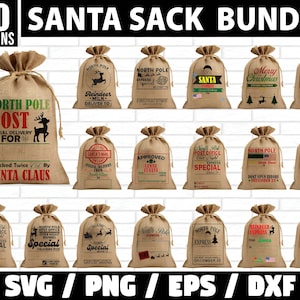 Santa Sack SVG-bundel, Christmas Santa Sack SVG, Santa Sack png, Gift Bag SVG, Christmas Express SVG, North Pole Special Delivery SVG