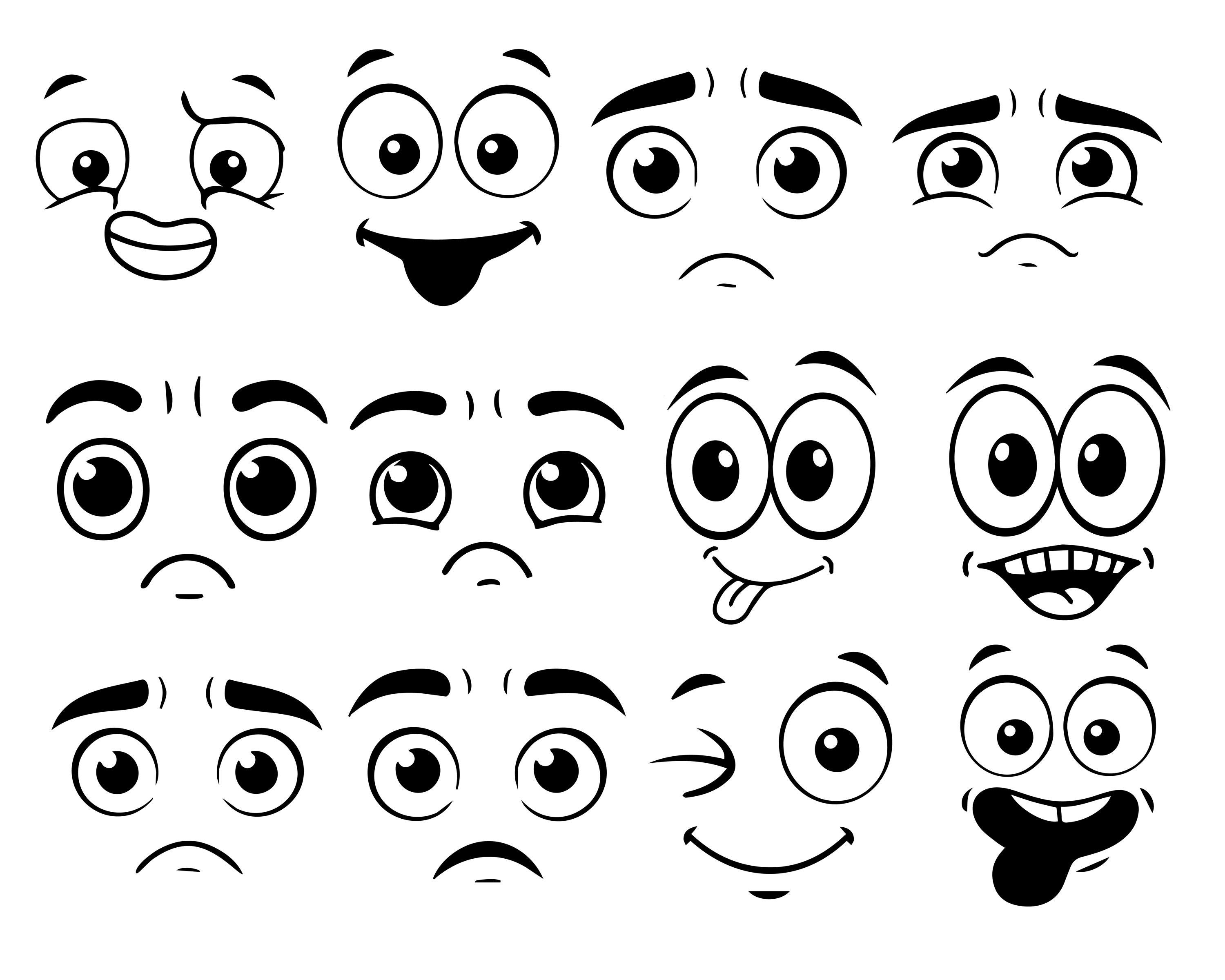 Cartoon Faces Svg, Cartoon Emotion Faces SVG Bundle, Cartoon Face ...