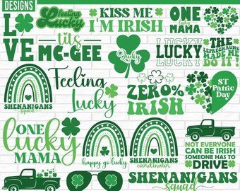 St. Patrick's Day Svg Bundle, irish svg, 4 clover leaf svg, St Patrick's Day Quotes, Lucky SVG, St Patricks Day Rainbow, Shamrock svg
